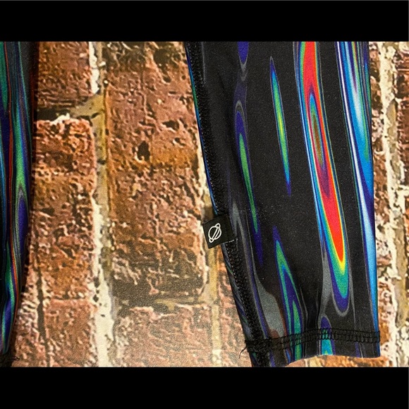 EUC Terez Leggings black psychedelic print SZ S - Picture 2 of 5
